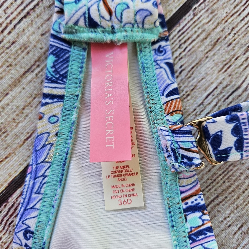 Victoria's Secret Paisley The Angel Convertible Ruched Biniki Top 36D - Picture 9 of 10